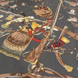 RODIER PARIS 100% Silk Scarf—Hunting Scene—GORGEOUS!! Hand Rolled Edge—EUC!